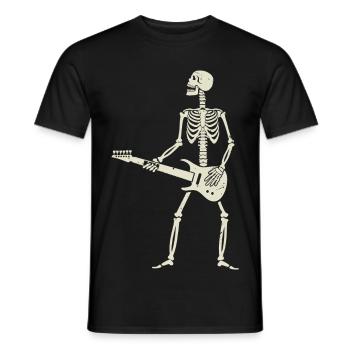 Funny Skeleton Playing Guitar Rock and Roll Fans  - Men's T-Shirt - black - Front - AI Model Male 178 light (178cm)