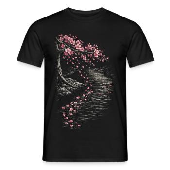 Cherry Blossom Sakura Cherry Blossom - Men's T-Shirt - black - Front - AI Model Male 178 light (178cm)