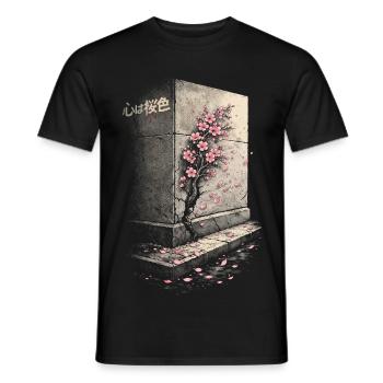 Cherry Blossom Sakura Cherry Blossom - Men's T-Shirt - black - Front - AI Model Male 178 light (178cm)