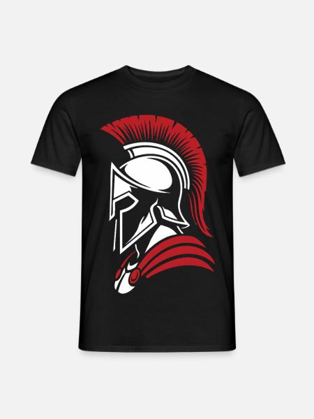 Spartan Noble Warrior Logo Maskottchenporträt - Männer T-Shirt - Schwarz