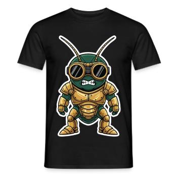 Grillon Gardien Steampunk Armure Laiton Dorée - T-shirt homme - noir - Devant - AI Model Male 178 light (178cm)