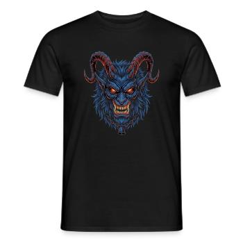 Blauer Dämonenkopf mit Hörnern - Männer T-Shirt - Schwarz - Vorne - AI Model Male 178 light (178cm)