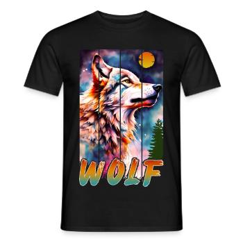 WOLF-NATURKUNST - Männer T-Shirt - Schwarz - Vorne - AI Model Male 178 light (178cm)