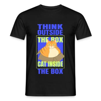 Think Outside the Box Cat Inside the Box - Men's T-Shirt - black - Front - AI Model Male 178 light (178cm)
