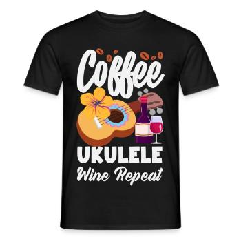 Designs et expressions amusantes de ukulélé - T-shirt homme - noir - Devant - AI Model Male 178 light (178cm)