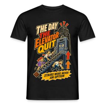 Elevator Strike Office Humor - Men's T-Shirt - black - Front - AI Model Male 178 light (178cm)
