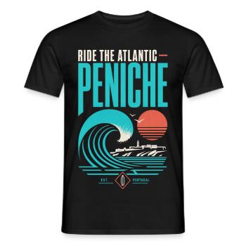 Peniche Surfen - Männer T-Shirt - Schwarz - Vorne - AI Model Male 178 light (178cm)