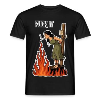 Fuck It – Hexe mit Zigarette Cartoon - Männer T-Shirt - Schwarz - Vorne - AI Model Male 178 light (178cm)