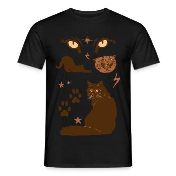 BRUNE KATZEN - Männer T-Shirt - Schwarz - Vorne - AI Model Male 178 light (178cm)