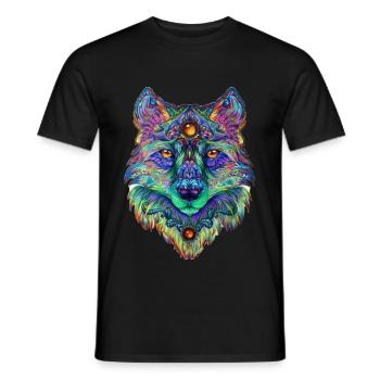 Wolfpack Geek wolf - Men's T-Shirt - black - Front - AI Model Male 178 light (178cm)