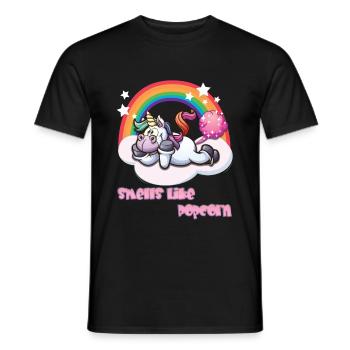 Licorne péter - sent le pop-corn - T-shirt homme - noir - Devant - AI Model Male 178 light (178cm)