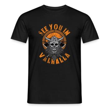 See you in Valhalla Wikinger Schädel Axt und Helm - Männer T-Shirt - Schwarz - Vorne - AI Model Male 178 light (178cm)
