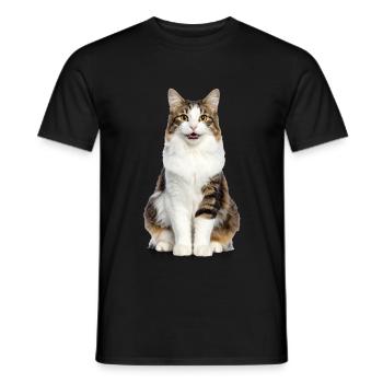 Fluffy Smiling Cat – Good Pet Edition - Men's T-Shirt - black - Front - AI Model Male 178 light (178cm)