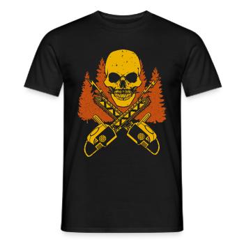 Bois, Bûcheron, Scie à chaîne, Scie à chaîne, Forêt, Scie - T-shirt homme - noir - Devant - AI Model Male 178 light (178cm)