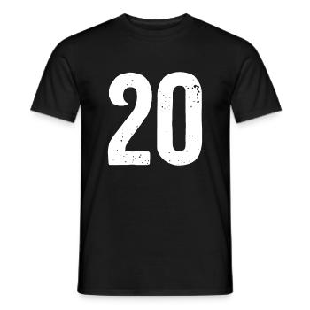 20 numéros blancs - T-shirt homme - noir - Devant - AI Model Male 178 light (178cm)