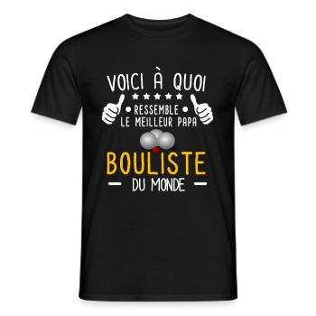 voici meilleur papa bouliste monde père pétanque - T-shirt homme - noir - Devant - AI Model Male 178 light (178cm)