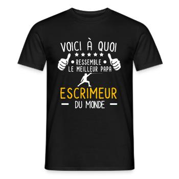 voici meilleur papa escrimeur au monde escrime - T-shirt homme - noir - Devant - AI Model Male 178 light (178cm)