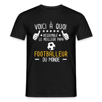voici meilleur papa footballeur au monde football - T-shirt homme - noir - Devant - AI Model Male 178 light (178cm)