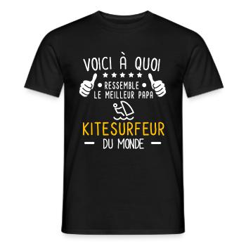 voici meilleur papa kitesurfeur au monde kitesurf - T-shirt homme - noir - Devant - AI Model Male 178 light (178cm)
