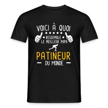 voici meilleur papa patineur au monde patinage - T-shirt homme - noir - Devant - AI Model Male 178 light (178cm)
