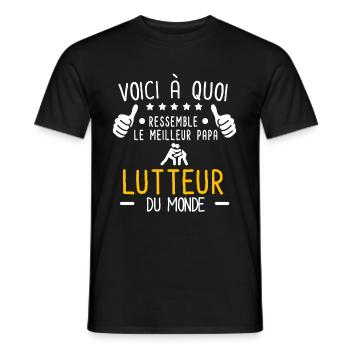 voici meilleur papa lutteur au monde père lutte - T-shirt homme - noir - Devant - AI Model Male 178 light (178cm)