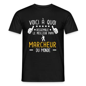 voici meilleur papa marcheur au monde père marche - T-shirt homme - noir - Devant - AI Model Male 178 light (178cm)