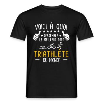 voici meilleur papa triathlète au monde triathlon - T-shirt homme - noir - Devant - AI Model Male 178 light (178cm)