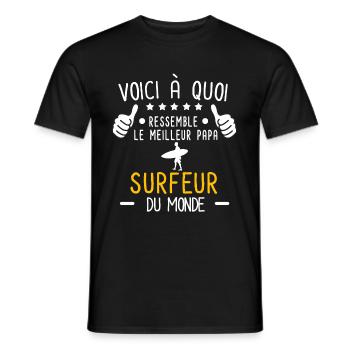 voici meilleur papa surfeur au monde - T-shirt homme - noir - Devant - AI Model Male 178 light (178cm)