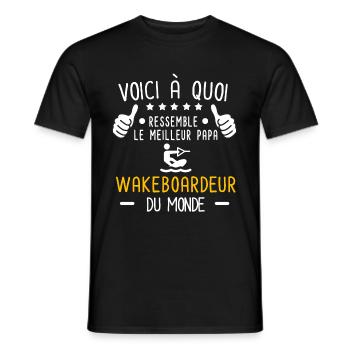 voici meilleur papa wakeboardeur au monde père - T-shirt homme - noir - Devant - AI Model Male 178 light (178cm)