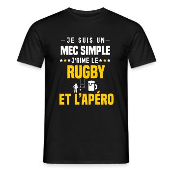 apéro rugby humour mec simple - T-shirt homme - noir - Devant - AI Model Male 178 light (178cm)