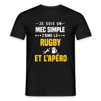 apéro rugby sport mec simple - T-shirt homme - noir - Devant - AI Model Male 178 light (178cm)