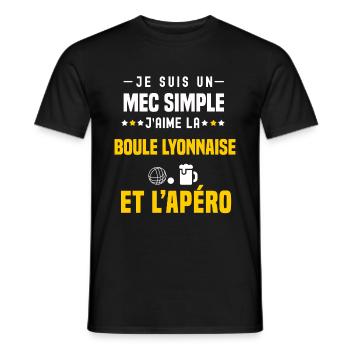 apéro boule lyonnaise mec simple - T-shirt homme - noir - Devant - AI Model Male 178 light (178cm)