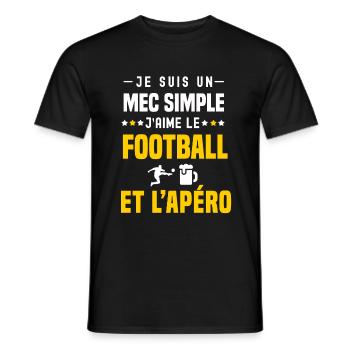 apéro football humour mec simple - T-shirt homme - noir - Devant - AI Model Male 178 light (178cm)