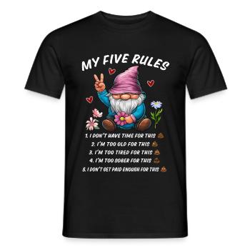 5 règles d’un gnome drôle - T-shirt homme - noir - Devant - AI Model Male 178 light (178cm)