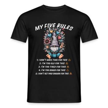 5 règles d’un gnome amusant - T-shirt homme - noir - Devant - AI Model Male 178 light (178cm)