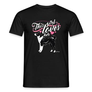 Karelian Bear Dog Girl2 - Men's T-Shirt - black - Front - AI Model Male 178 light (178cm)