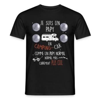 Camping car et pétanque, papy cool - T-shirt homme - noir - Devant - AI Model Male 178 light (178cm)