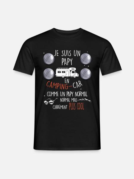 Camping car et pétanque, papy cool - T-shirt homme - noir
