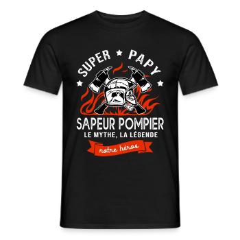 super papy sapeurs pompiers cadeau papi pompier - T-shirt homme - noir - Devant - AI Model Male 178 light (178cm)