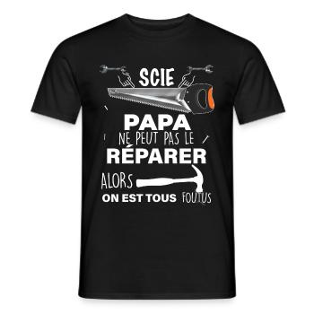 Papa le meilleur réparateur du monde. Humour brico - T-shirt homme - noir - Devant - AI Model Male 178 light (178cm)