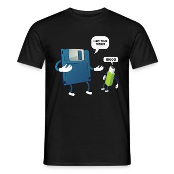 Father _ Son Disque Floppy ... Programmeur & Nerd - T-shirt homme - noir - Devant - AI Model Male 178 light (178cm)