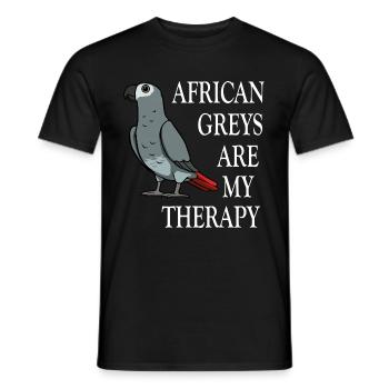 Lustiges Zitat Graupapagei als Therapie - Männer T-Shirt - Schwarz - Vorne - AI Model Male 178 light (178cm)