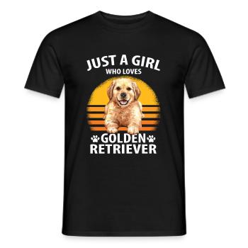 Golden retriever - T-shirt uomo - nero - Fronte - AI Model Male 178 light (178cm)