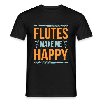 Flûte transversale Flûte latérale soufflée - T-shirt homme - noir - Devant - AI Model Male 178 light (178cm)