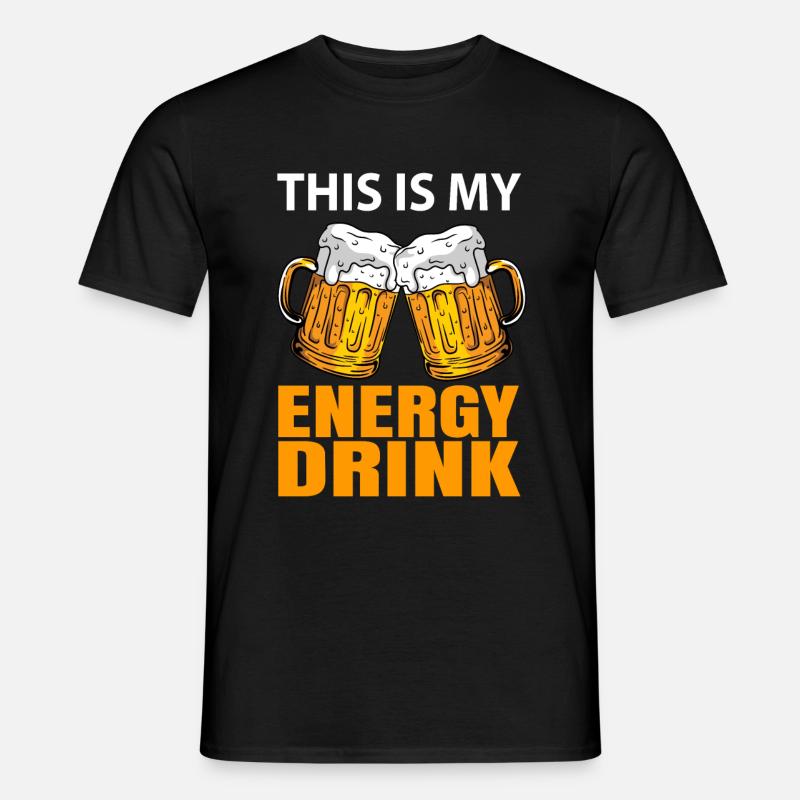 Bier Energy Drink Geschenk - Männer T-Shirt - Schwarz