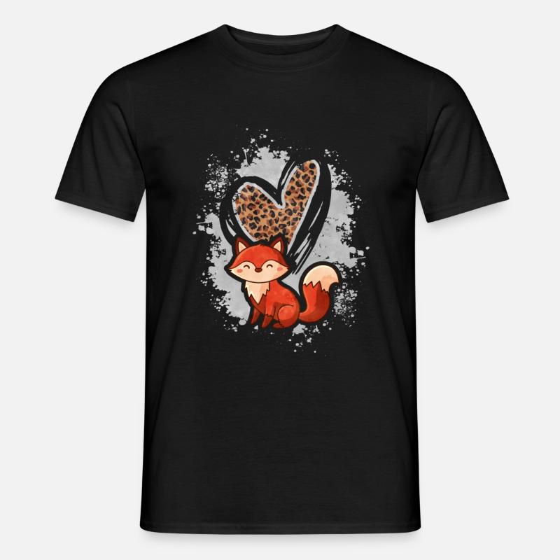 Fuchs Leopard Herz Geschenk - Männer T-Shirt - Schwarz
