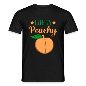 Pfirsich - Männer T-Shirt - Schwarz - Vorne - AI Model Male 178 light (178cm)