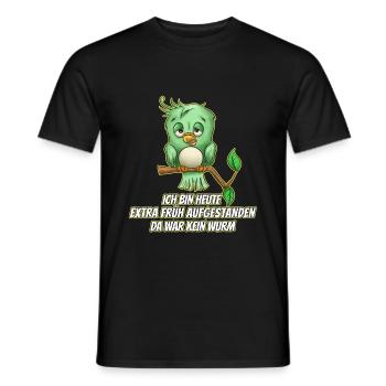 Früher Vogel Wurm Aufstehen schlafen - Männer T-Shirt - Schwarz - Vorne - AI Model Male 178 light (178cm)