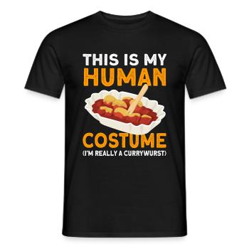 Currywurst Edible Sausage Gift - Men's T-Shirt - black - Front - AI Model Male 178 light (178cm)