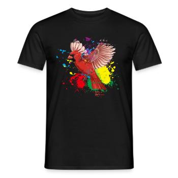 Bunter Fliegender Splash Vogel Rotkardinal - Männer T-Shirt - Schwarz - Vorne - AI Model Male 178 light (178cm)